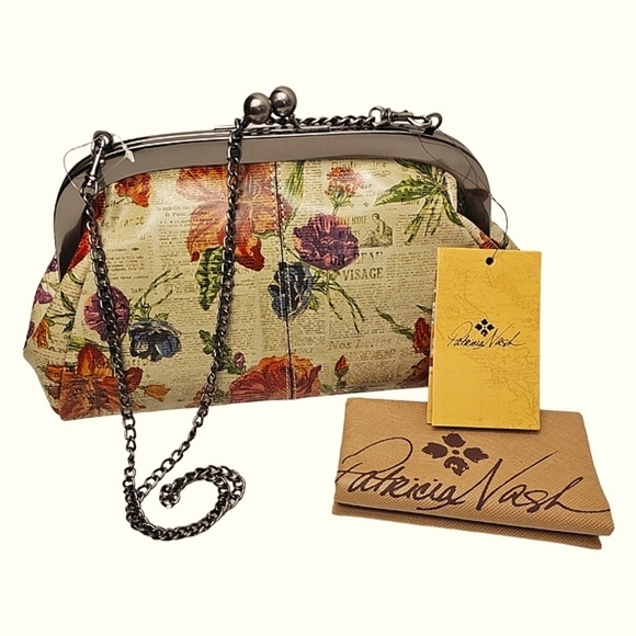 Patricia Nash Gisele Frame Bag Parisian Newspaper Collection - Picture 1 of 7
